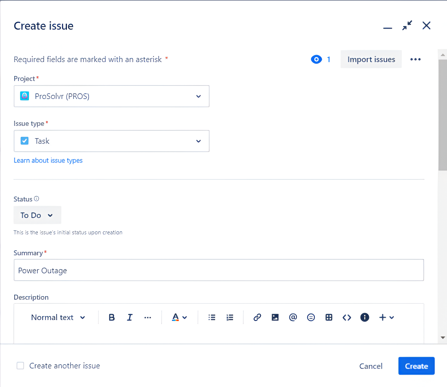 Enter issue details in ProSolvr Jira app